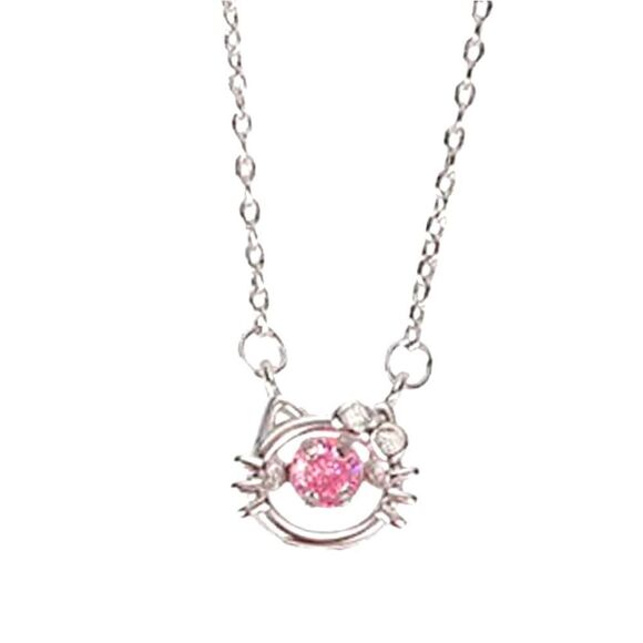 Hello Kitty Necklace Pink Rhinestone Embellished New In Gift Box - Picture 1 of 5
